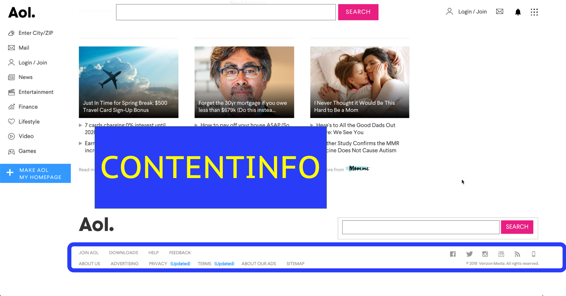 The footer at the bottom of the page has a landmark value of contentinfo.